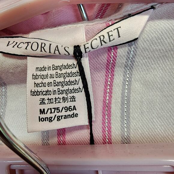 Victoria Secret Pink Metallic Stripe Pajama Set Size M Cotton Modal Blend Iconic - Picture 13 of 15